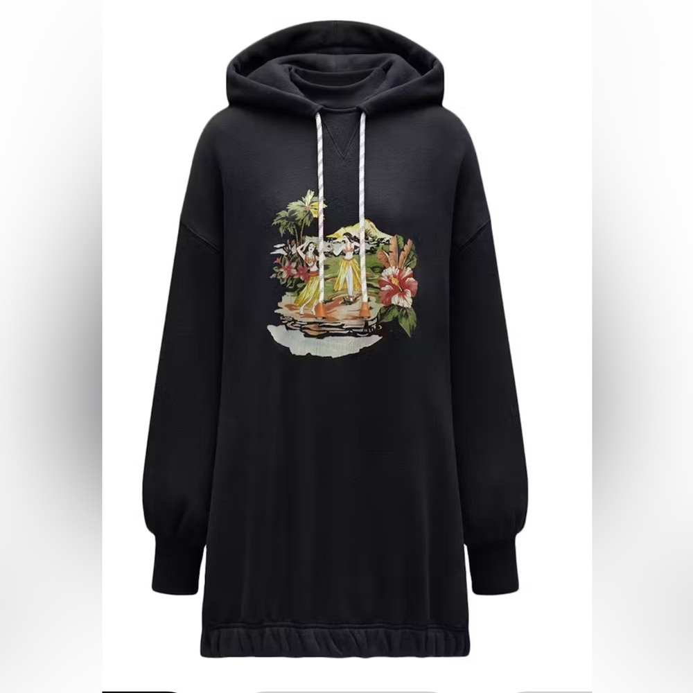 MONCLER X PALM ANGELS Collab Ladies Tropical Long Hoodie size Medium Oversized